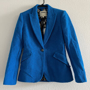 L'Agence Chamberlain Blazer Womens Size 2 Single Breasted Boucle Tweed Blue